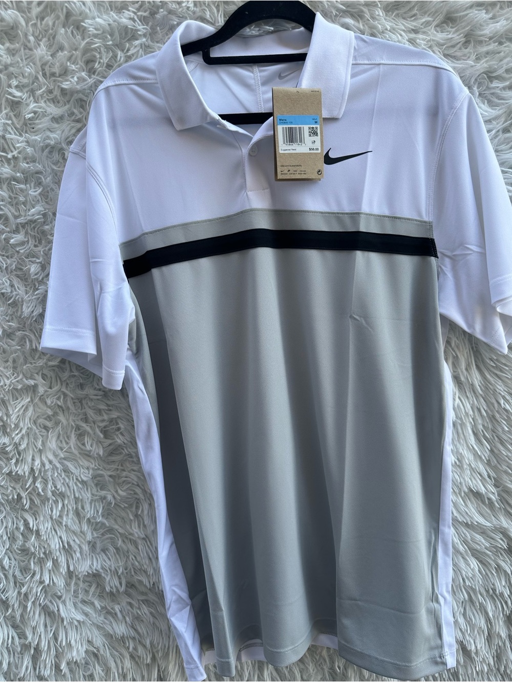 Nike Men’s White & Gray Short-Sleeve Golf Polo size medium